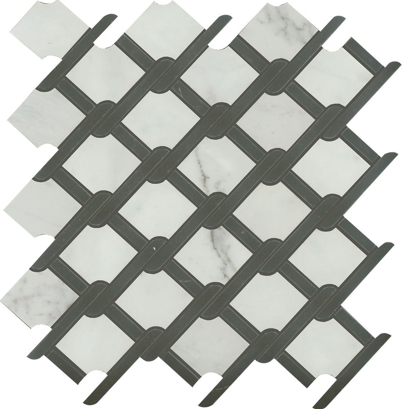 Marazzi Classentino 14" x 15"-Porcelain Mosaic-Marazzi-Palazzo White and Centurio Black-14" x 15"-State Tile