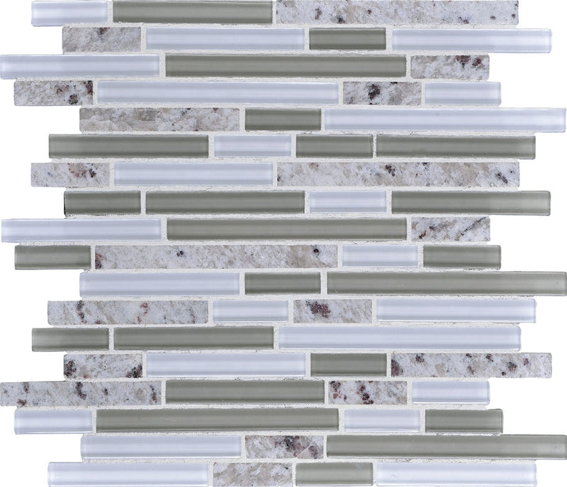 Daltile Granite Radiance Linear 12" x 13.75"-Stone & Glass Mosaic-Daltile-Kashmir White Blend-12" x 13.75"-State Tile