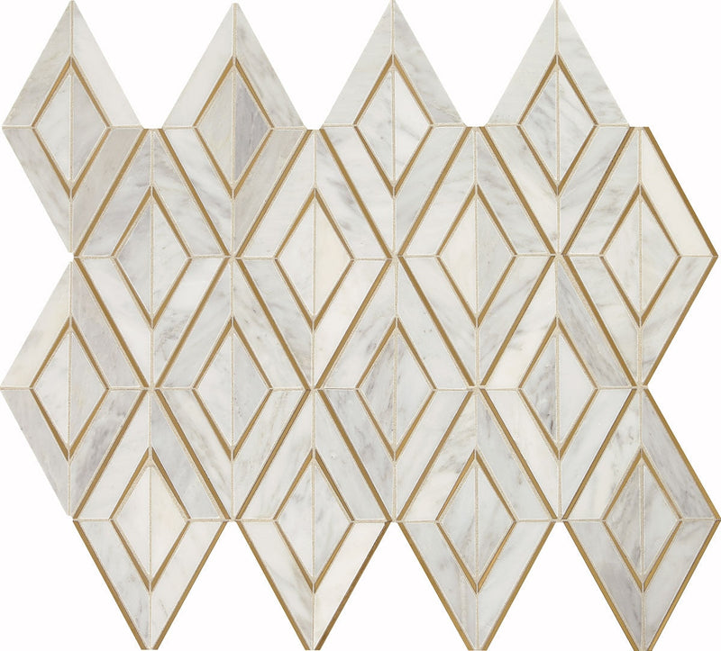 Daltile Lavaliere 10" x 12"-Stone & Glass Mosaic-Daltile-First Snow Elegent Brass-10" x 12"-State Tile