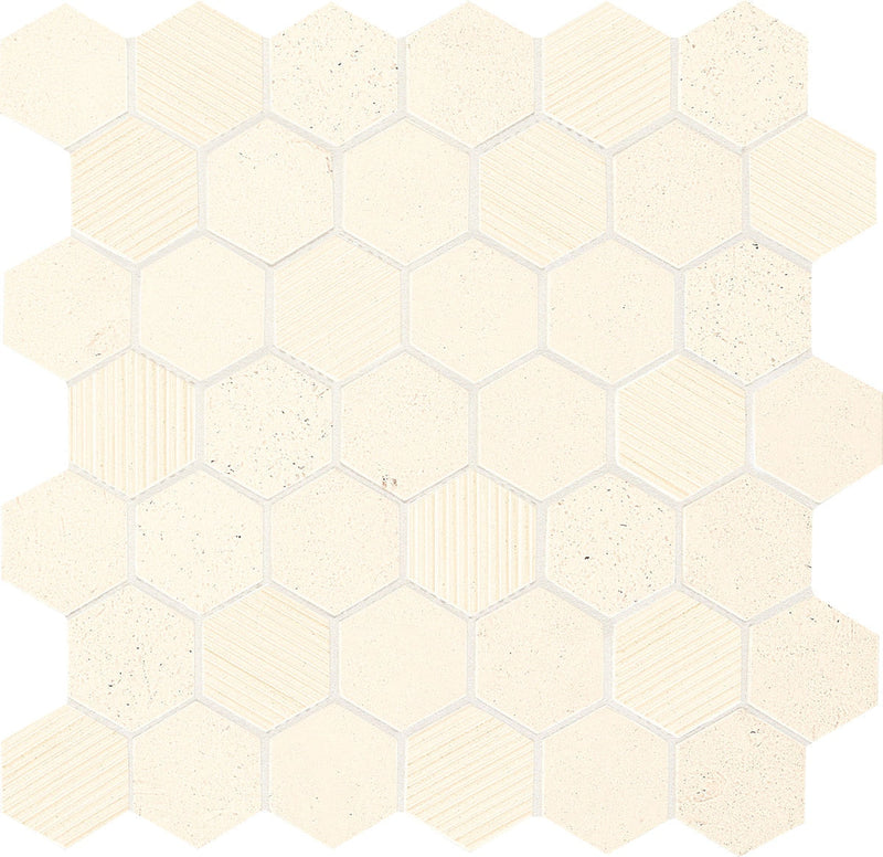 Daltile Limestone 2" HEX 12" x 13"-Limestone Mosaic-Daltile-Blavet Blanc-12" x 13"-State Tile