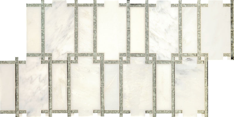 Daltile Lavaliere 9" x 15"-Natural Stone Mosaic-Daltile-First Snow Elegent Antique Mirror-9" x 15"-State Tile