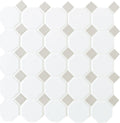 Daltile Octagon & Dot 12" x 12"-Ceramic Mosaic-Daltile-White Octagon/Gloss Gray-12" x 12"-State Tile