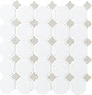 Daltile Octagon & Dot 12" x 12"-Ceramic Mosaic-Daltile-White Octagon/Gloss Gray-12" x 12"-State Tile