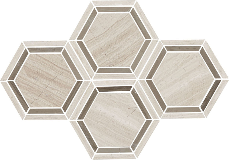 Daltile Limestone 6" HEX 12" x 12"-Limestone Mosaic-Daltile-Chenille White-12" x 12"-State Tile