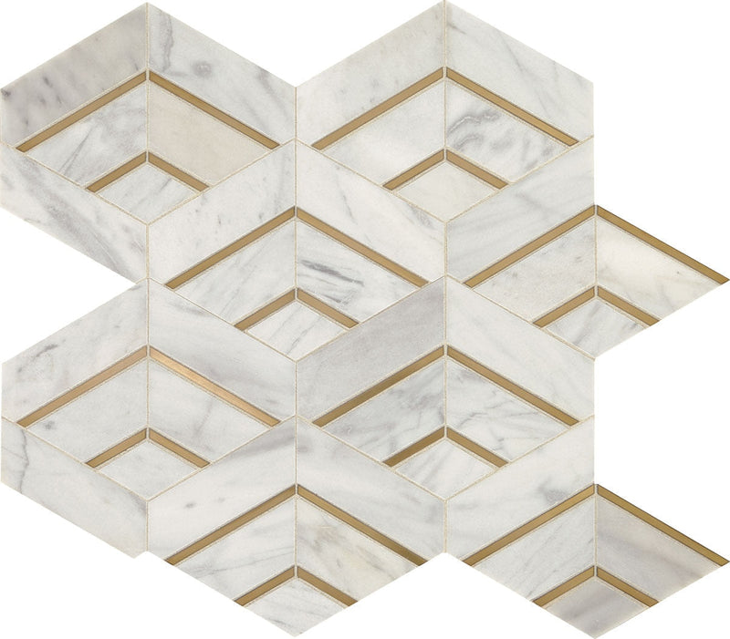 Daltile Lavaliere 12" x 14"-Natural Stone Mosaic-Daltile-Alluring White Brass-12" x 14"-State Tile