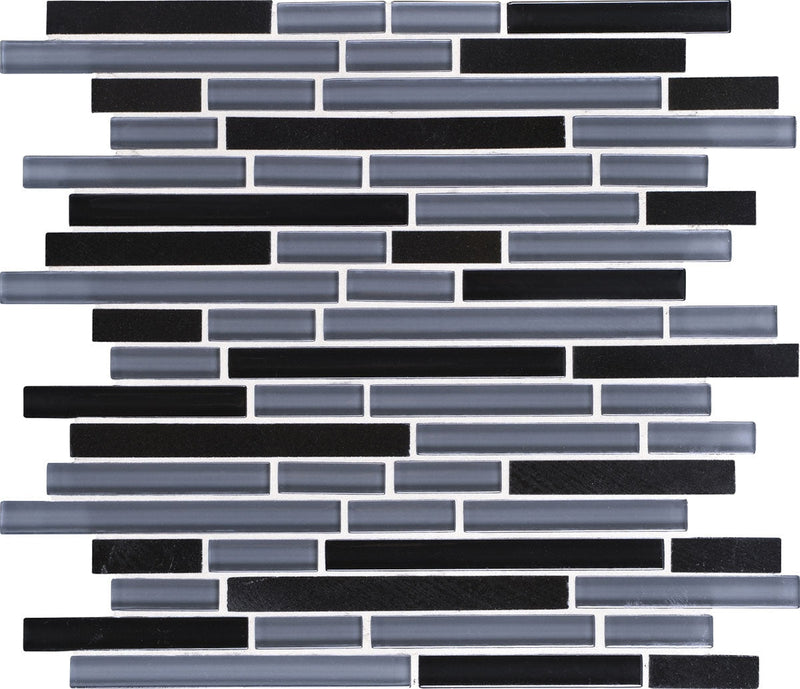 Daltile Granite Radiance Linear 12" x 13.75"-Stone & Glass Mosaic-Daltile-Absolute Black Blend-12" x 13.75"-State Tile