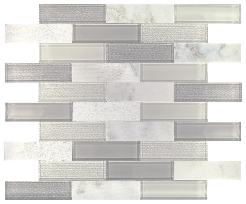 Daltile Simplystick Mosaix 11" x 11"-Stone & Glass Mosaic-Daltile-Daphne White And Glass Blend-11" x 11"-State Tile