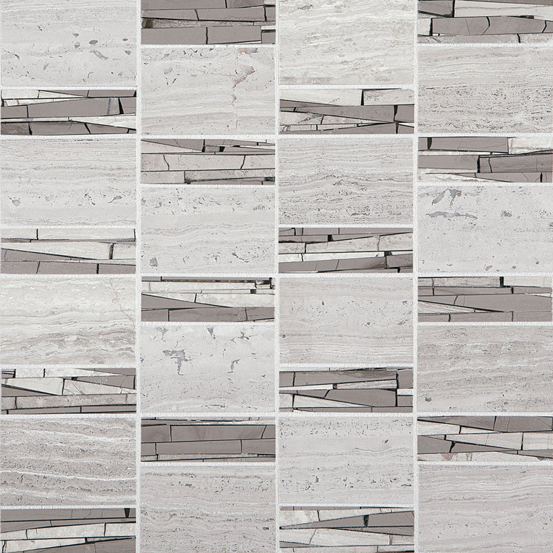 Daltile Limestone Mosaic 12" x 12"-Limestone Mosaic-Daltile-Chenille White Abstract-12" x 12"-State Tile