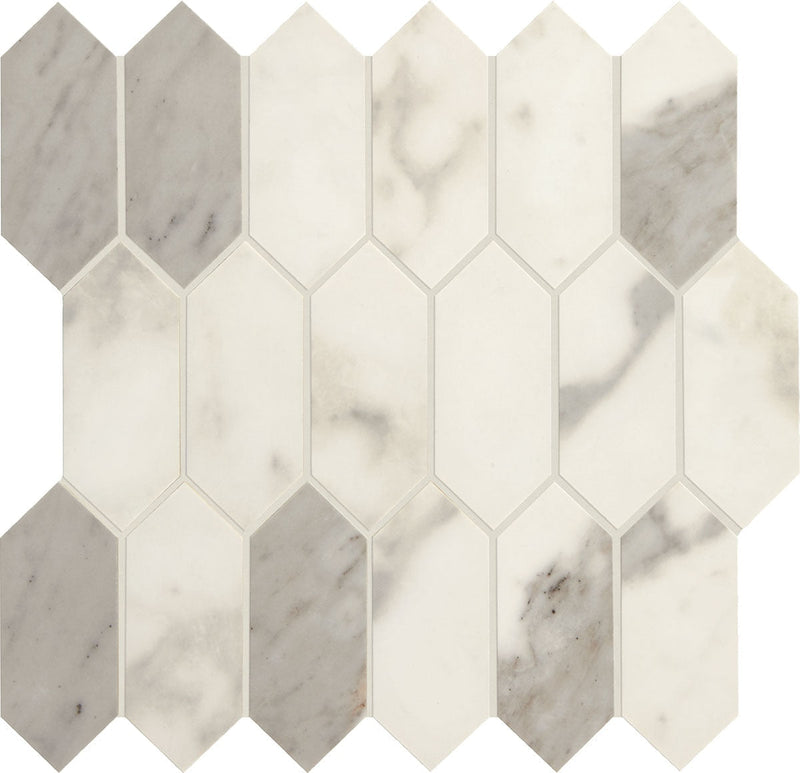 Daltile Marble Attache HEX 12.4" x 12.6"-Porcelain Mosaic-Daltile-Calacatta-12.4" x 12.6"-State Tile