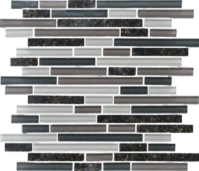 Daltile Granite Radiance Linear 12" x 13.75"-Stone & Glass Mosaic-Daltile-Ubatuba Blend-12" x 13.75"-State Tile