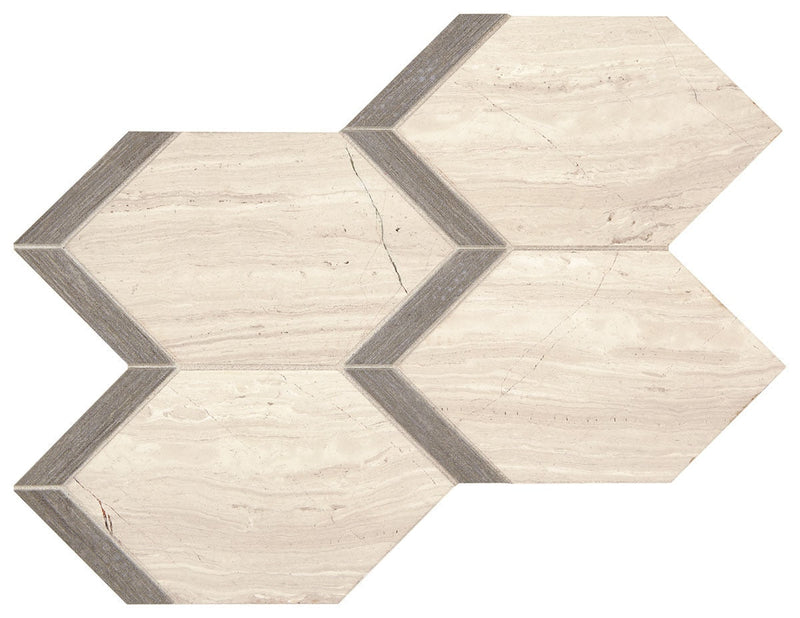 Marazzi Castellina 13" x 17"-Natural Stone Mosaic-Marazzi-Elongated Hex Gray Fawn-13" x 17"-State Tile