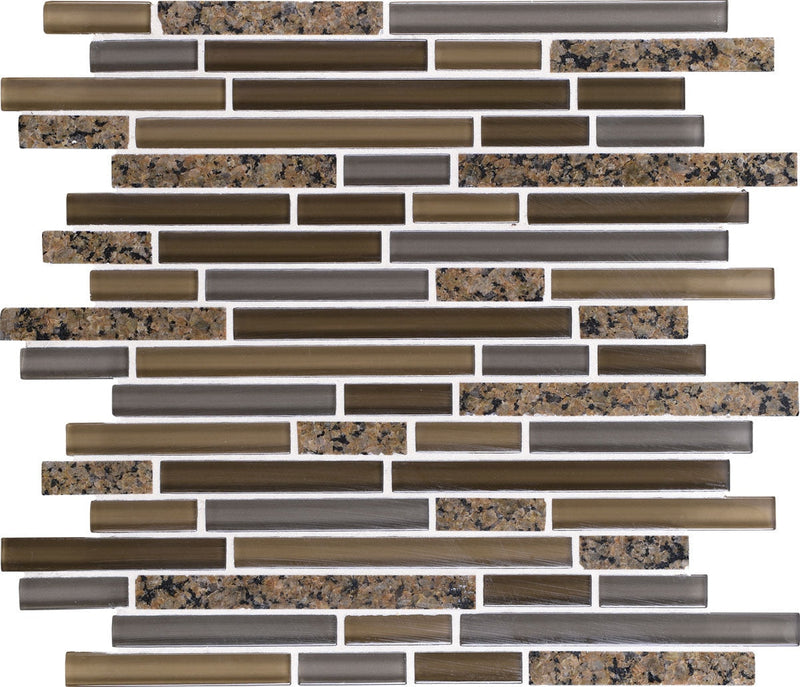 Daltile Granite Radiance Linear 12" x 13.75"-Stone & Glass Mosaic-Daltile-Tropical Brown Blend-12" x 13.75"-State Tile