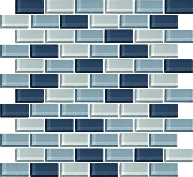 Daltile Color Wave 2 x 1 12" x 13"-Glass Mosaic-Daltile-Winter Blues-12" x 13"-State Tile