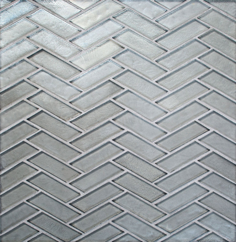Daltile Illuminary Herringbone 12" x 12"-Glass Mosaic-Daltile-Silverlight-12" x 12"-State Tile