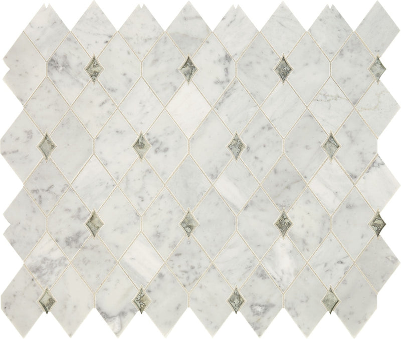 Daltile Lavaliere 10" x 12"-Stone & Glass Mosaic-Daltile-Carrara White Antique Mirror -10" x 12"-State Tile