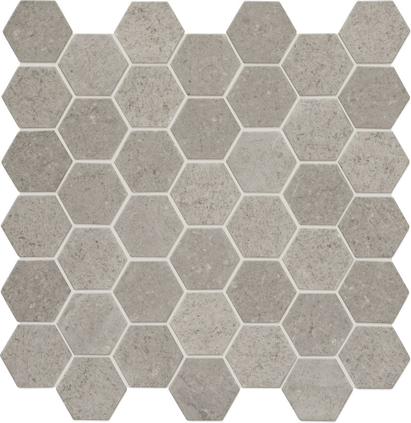 Daltile Raine 2" HEX 12" x 12"-Marble Mosaic-Daltile-Cumulus Grey Hexagon Mosaic-12" x 12"-State Tile