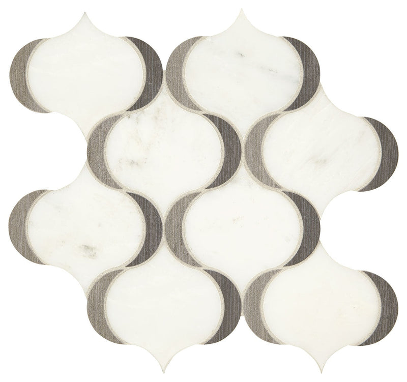 Marazzi Castellina 13" x 14"-Natural Stone Mosaic-Marazzi-Modern Arabesque White Midnight Gray-13" x 14"-State Tile