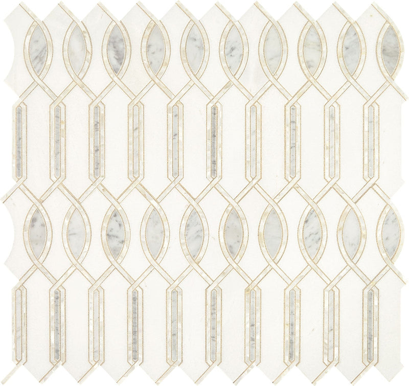 Daltile Lavaliere 11" x 11"-Natural Stone Mosaic-Daltile-Carrar White Thassos White Pearl-11" x 11"-State Tile