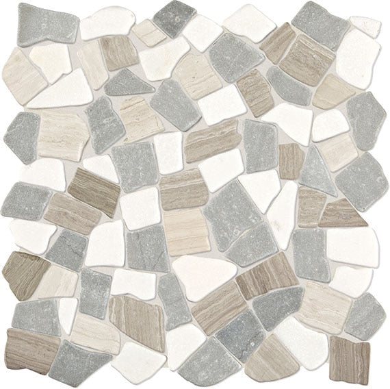 Daltile Raine 12" x 12"-Marble Mosaic-Daltile-Cumulus Grey Blend Pebble Mosaic-12" x 12"-State Tile