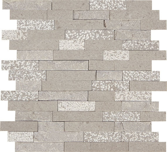 Marazzi Predella Random Linear Mosaic 11.88" x 12.13"-Marble Mosaic-Marazzi-Meta Silver-11.88" x 12.13"-State Tile