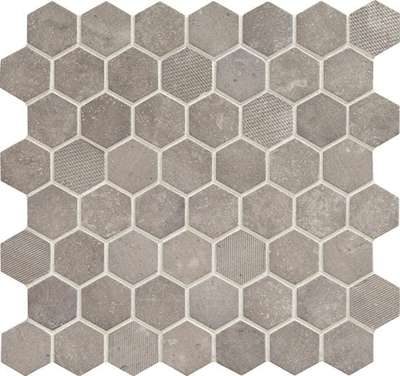 Daltile Vintage Hex 11" x 12"-Glass Mosaic-Daltile-Artifact Gray-11" x 12"-State Tile
