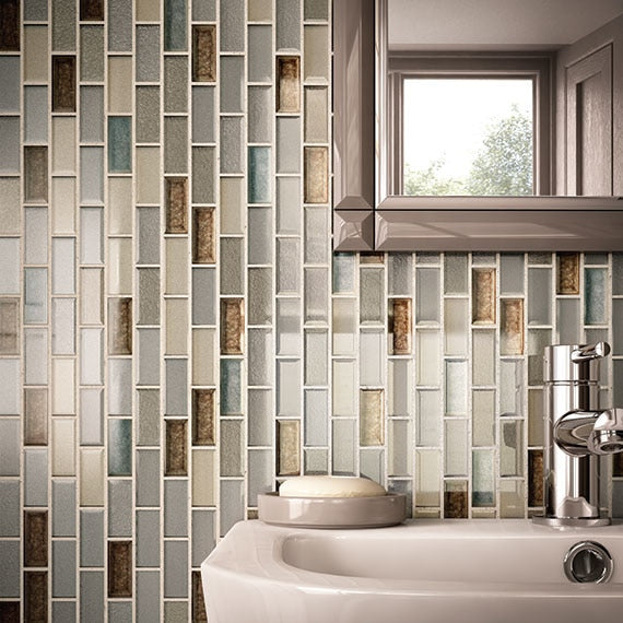 Daltile Crystal Shores 1 x 2 12" x 13"-Glass Mosaic-Daltile-State Tile
