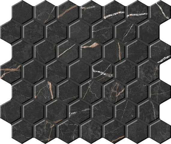 Daltile Perpetuo Hex 10" x 11"-Porcelain Mosaic-Daltile-Infinite Black-10" x 11"-State Tile