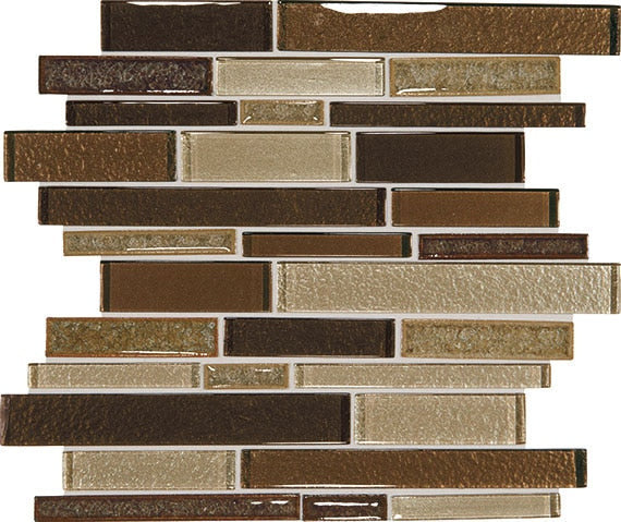 Daltile Crystal Shores Linear 12" x 14"-Glass Mosaic-Daltile-Copper Coast-12" x 14"-State Tile