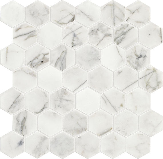 Daltile Marble 2" HEX 12.5" x 13"-Marble Mosaic-Daltile-Venetian Calacatta Honed-12.5" x 13"-State Tile
