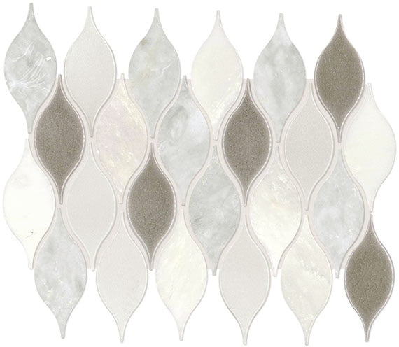 Daltile Decorative Accents 10" x 13"-Natural Stone Mosaic-Daltile-Lumia Leaf White-10" x 13"-State Tile