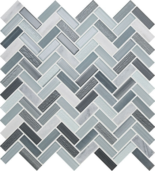 American Olean Serentina Herringbone 12" x 12"-Glass & Stone Mosaic-American Olean-Zen-12" x 12"-State Tile