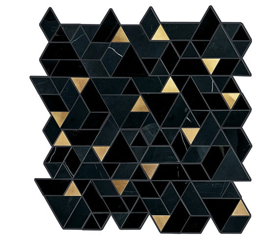 Daltile Pietra Divina 14" x 14"-Natural Stone Mosaic-Daltile-Nero Marquina Black Blend-14" x 14"-State Tile