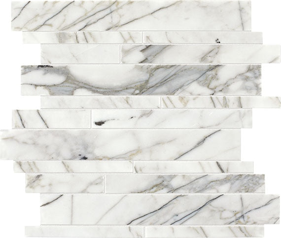 Daltile Marble Random Linear 12" x 15"-Marble Mosaic-Daltile-Venetian Calacatta Polished-12" x 15"-State Tile