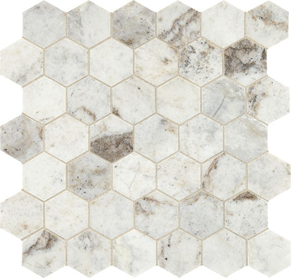 Marazzi Predella Hexagon Mosaic 11.75" x 11.75"-Marble Mosaic-Marazzi-Lumen White-11.75" x 11.75"-State Tile