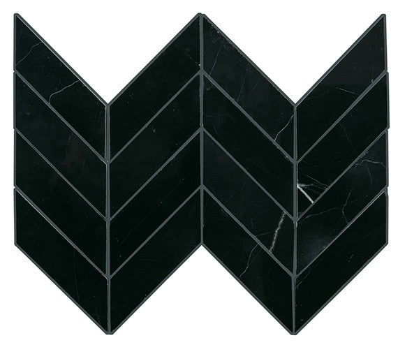 Daltile Pietra Divina Chevron 14" x 14"-Natural Stone Mosaic-Daltile-Nero Marquina-14" x 14"-State Tile