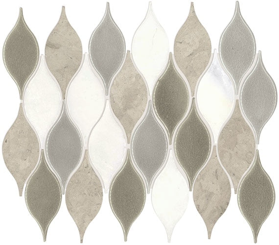 Daltile Decorative Accents 10" x 13"-Natural Stone Mosaic-Daltile-Lumia Leaf Gray-10" x 13"-State Tile