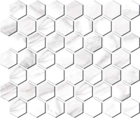 Daltile Perpetuo Hex 10" x 11"-Porcelain Mosaic-Daltile-Brilliant White-10" x 11"-State Tile