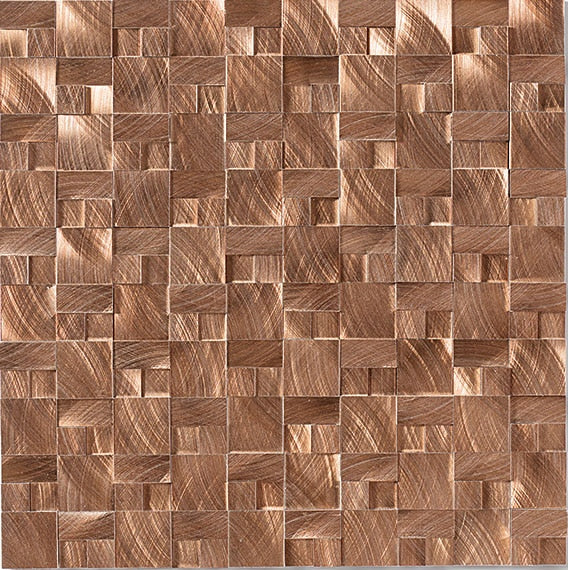Daltile Structure 3D Block 11.8" x 11.8"-Metal Mosaic-Daltile-Copper-11.8" x 11.8"-State Tile