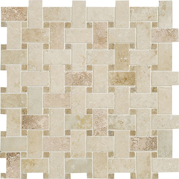 Daltile Travertine 1 x 2 12" x 12"-Traventine Mosaic-Daltile-Turco Classic-12" x 12"-State Tile