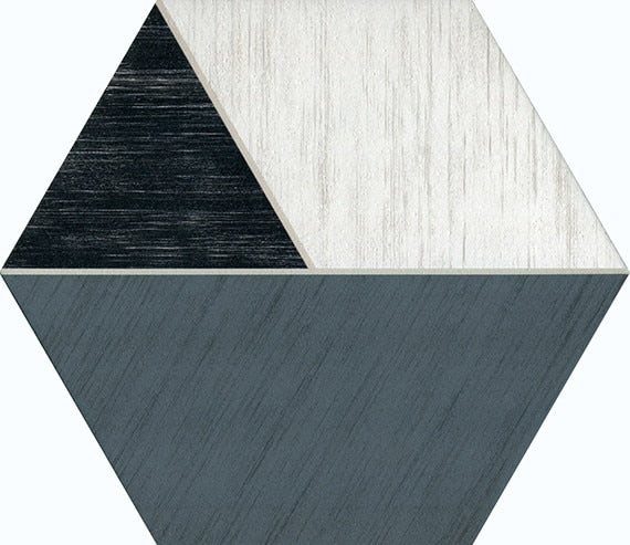 Daltile Bee Hive Medley Multiplex HEX 8.5" x 10"-Porcelain Tile-Daltile-Multiplex Black | White-8.5" x 10"-State Tile