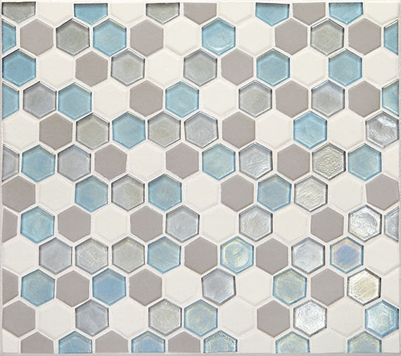 Daltile Coastal Keystones HEX 12" x 12"-Glass Mosaic-Daltile-Mediterranean Mist-12" x 12"-State Tile