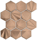 Marazzi GeoMetal Hex 3 x 3 10.88" x 11.63"-Metal Mosaic-Marazzi-Bronze-10.88" x 11.63"-State Tile