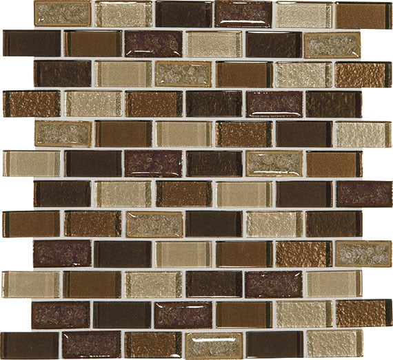 Daltile Crystal Shores 1 x 2 12" x 13"-Glass Mosaic-Daltile-Copper Coast-12" x 13"-State Tile