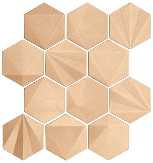 Marazzi GeoMetal Hex 3 x 3 10.88" x 11.63"-Metal Mosaic-Marazzi-Champagne Gold-10.88" x 11.63"-State Tile