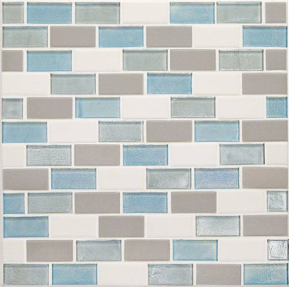 Daltile Coastal Keystones 2 x 1 12" x 13"-Glass Mosaic-Daltile-Mediterranean Mist-12" x 13"-State Tile