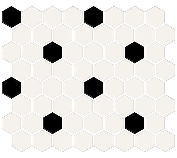 American Olean Color Story Mosaic Penny Round 3/4" 11.44" x 13.5"-Ceramic Mosaic-American Olean-White | Black | Matte-11.44" x 13.5"-State Tile
