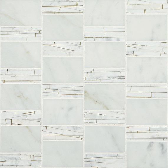 Daltile Marble Abstract 12" x 12"-Marble Mosaic-Daltile-Carrara White-12" x 12"-State Tile