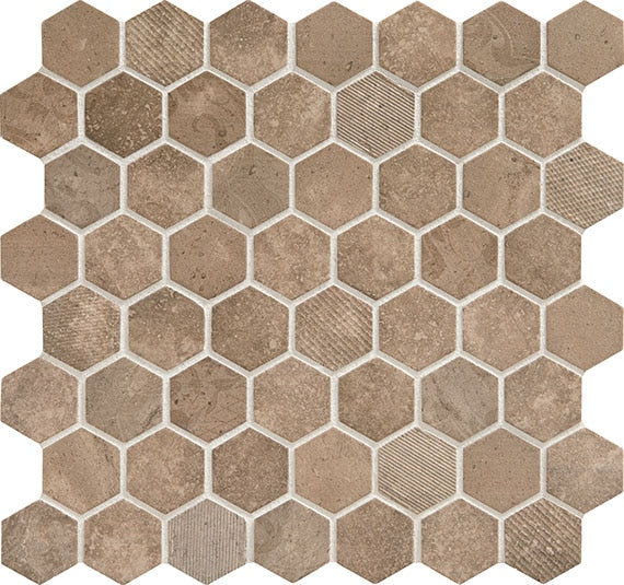 Daltile Vintage Hex 11" x 12"-Glass Mosaic-Daltile-Relic Umber-11" x 12"-State Tile