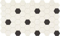 Daltile Keystones 2" Hexagon Dot 12" x 24"-Porcelain Mosaic-Daltile-Arctic White | Black-12" x 24"-State Tile