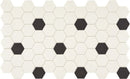 Daltile Keystones 2" Hexagon Dot 12" x 24"-Porcelain Mosaic-Daltile-Arctic White | Black-12" x 24"-State Tile